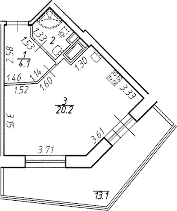 Квартира студия 30.2 м², 4/16 эт., ЖК «Стороны Света»